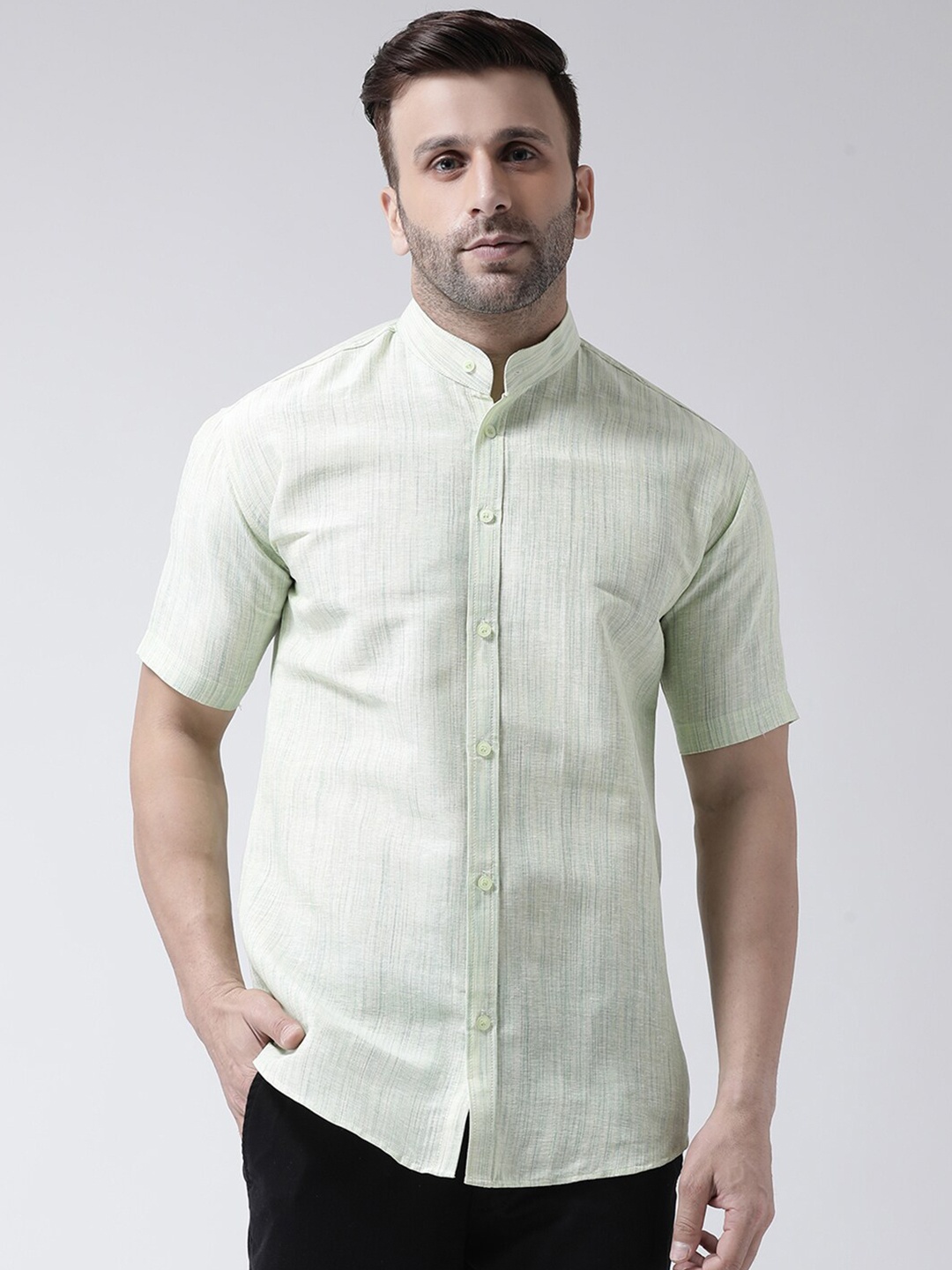 

KHADIO Men Green Cotton Casual Shirt