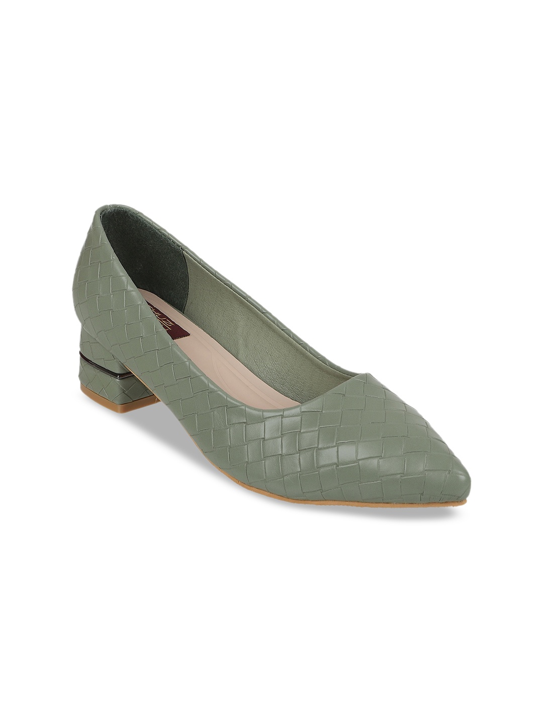 

SHUZ TOUCH Green Textured Block Pumps