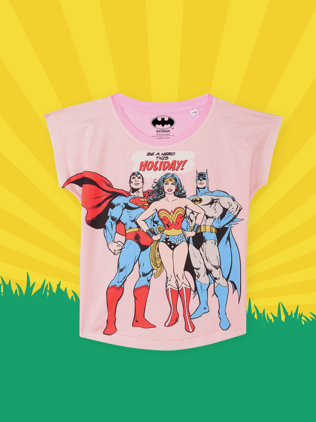 

YK Justice League Girls Pink Printed T-shirt