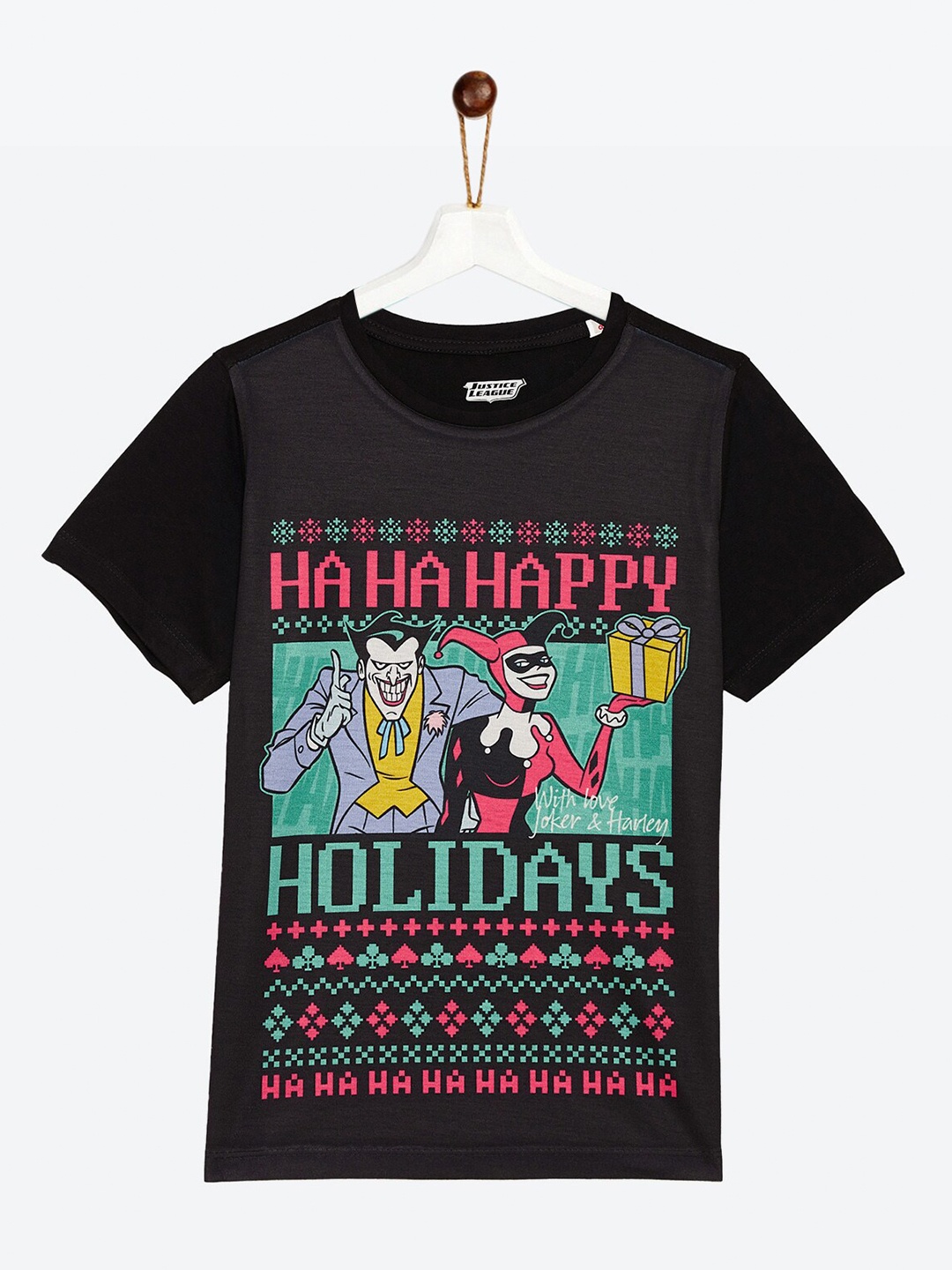 

YK Justice League Boys Black Printed T-shirt