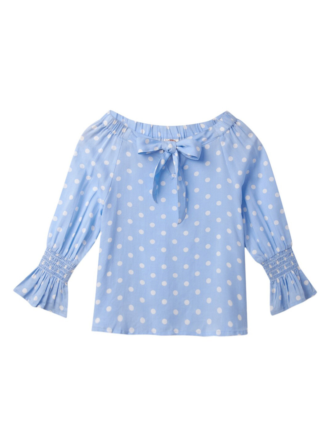 

Cub McPaws Blue & White Print Keyhole Neck Top