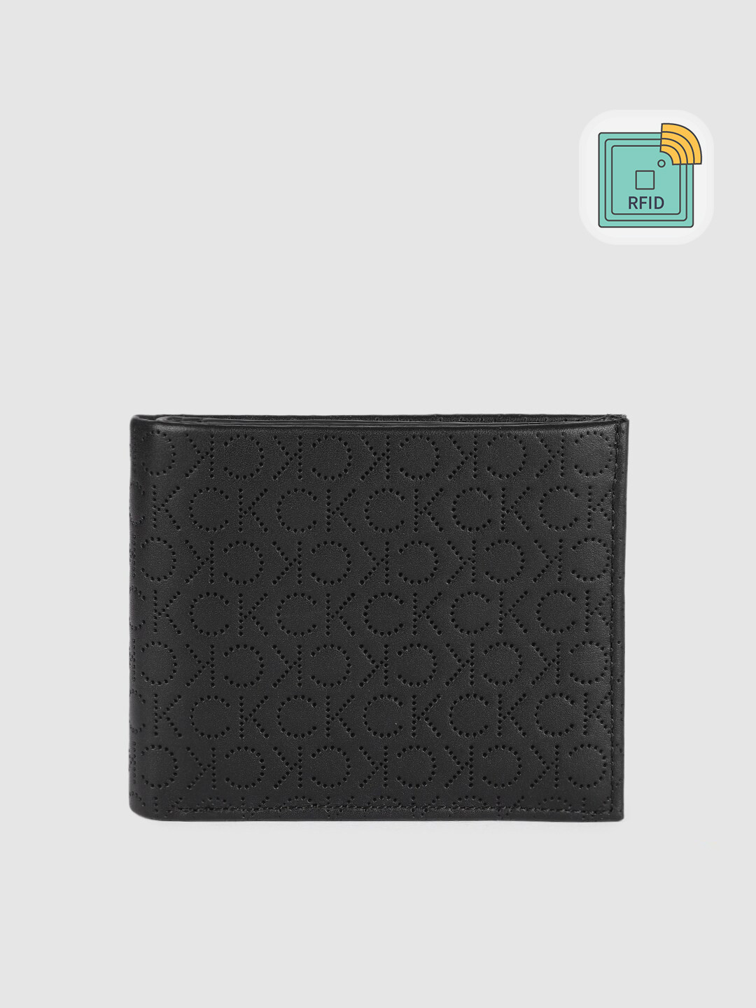 

Calvin Klein Men Black Textured Leather Two Fold Wallet