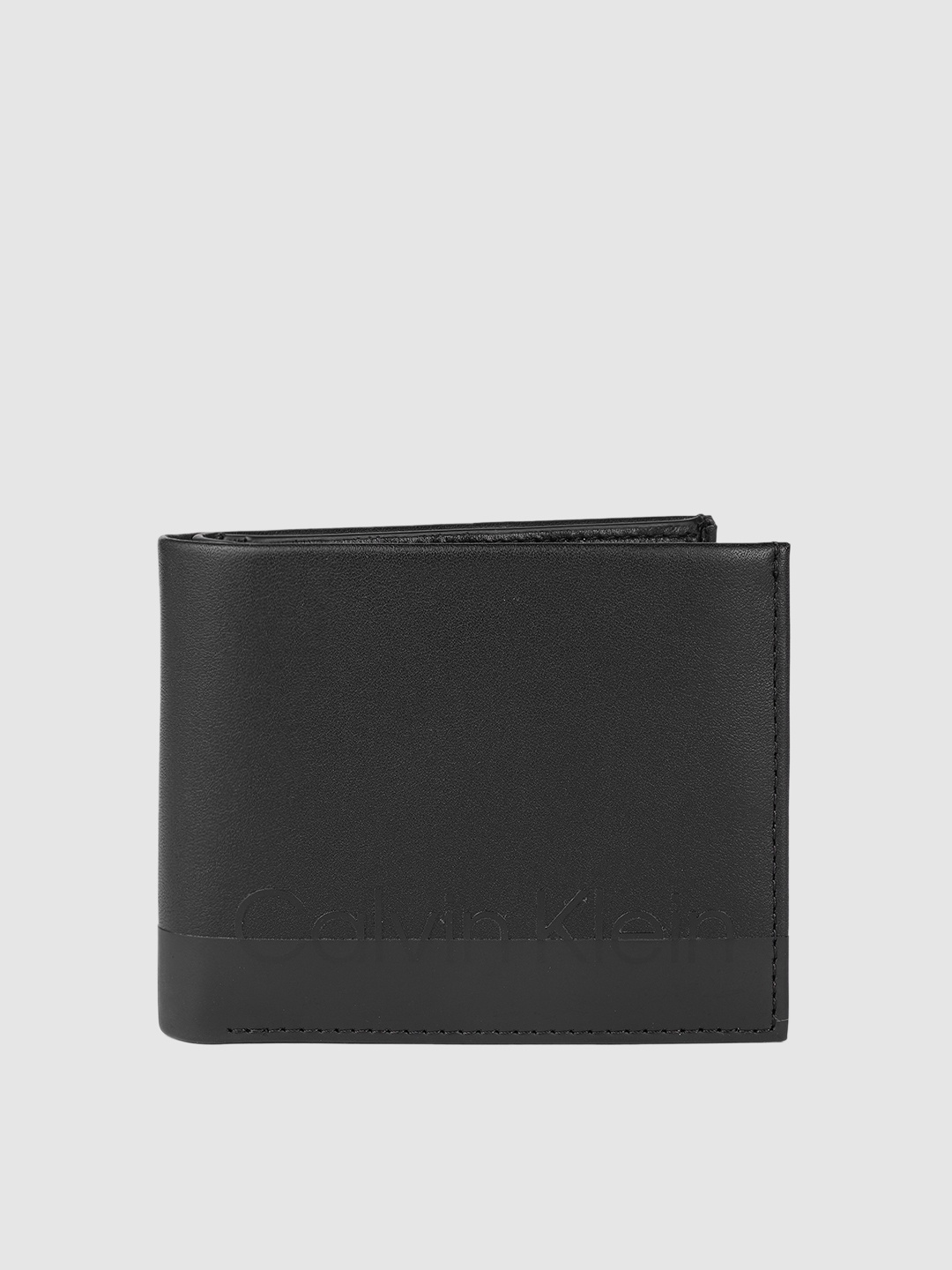 

Calvin Klein Men Black Solid Summer Proof Applique Leather Two Fold Wallet