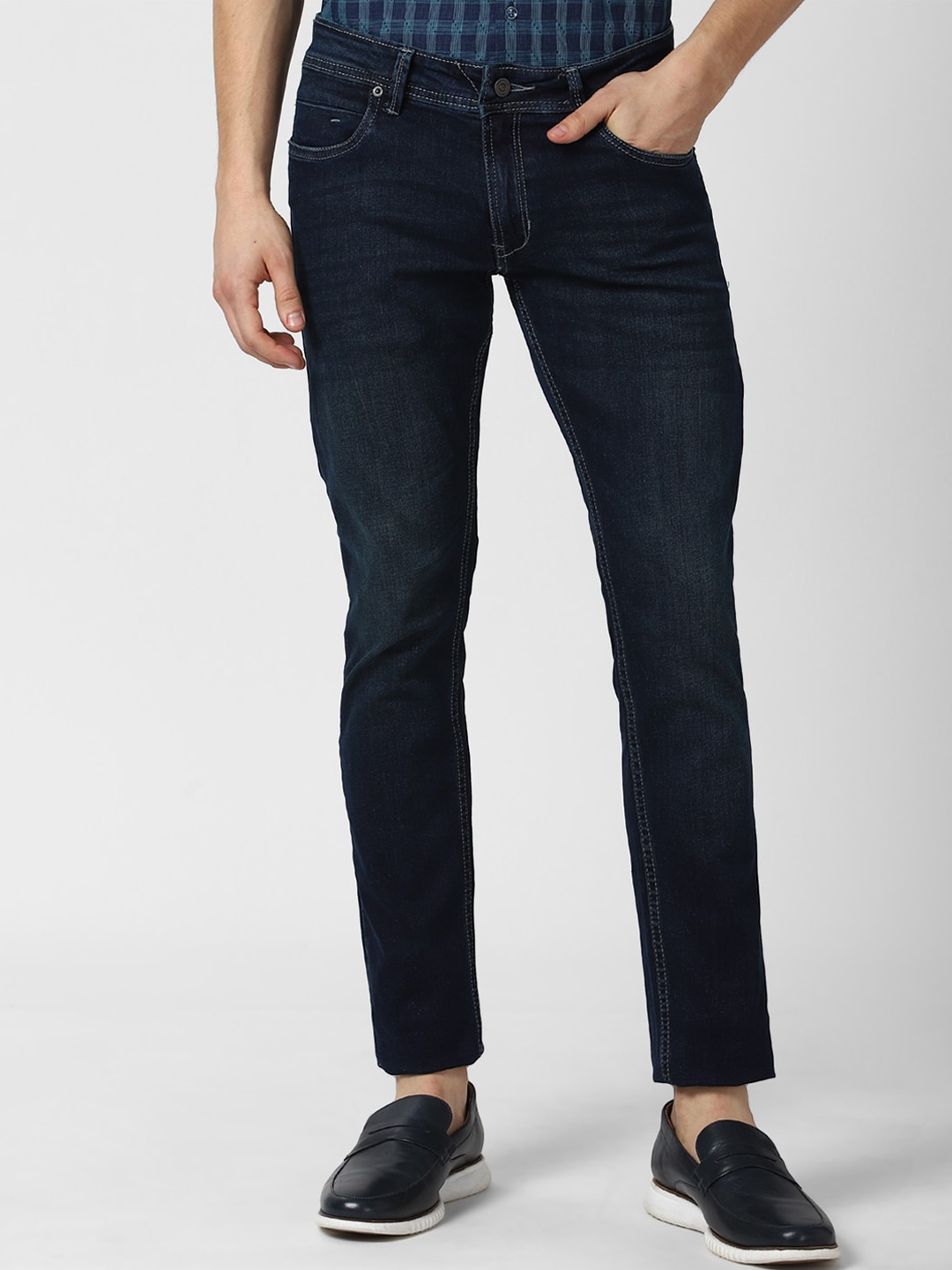 

Peter England Casuals Men Navy Blue Skinny Fit Light Fade Jeans