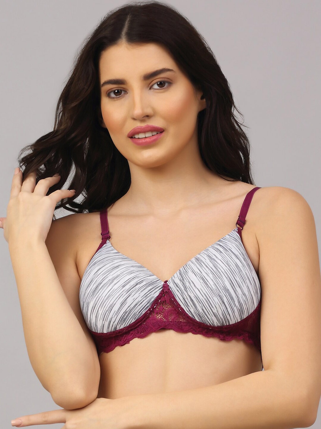 

PrettyCat Purple Abstract Lightly Padded Tshirt bra