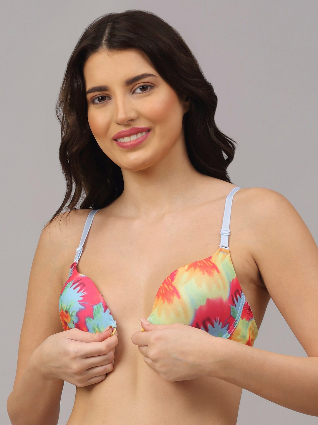 

PrettyCat Beige & Red Underwired Heavily Padded Printed Bra