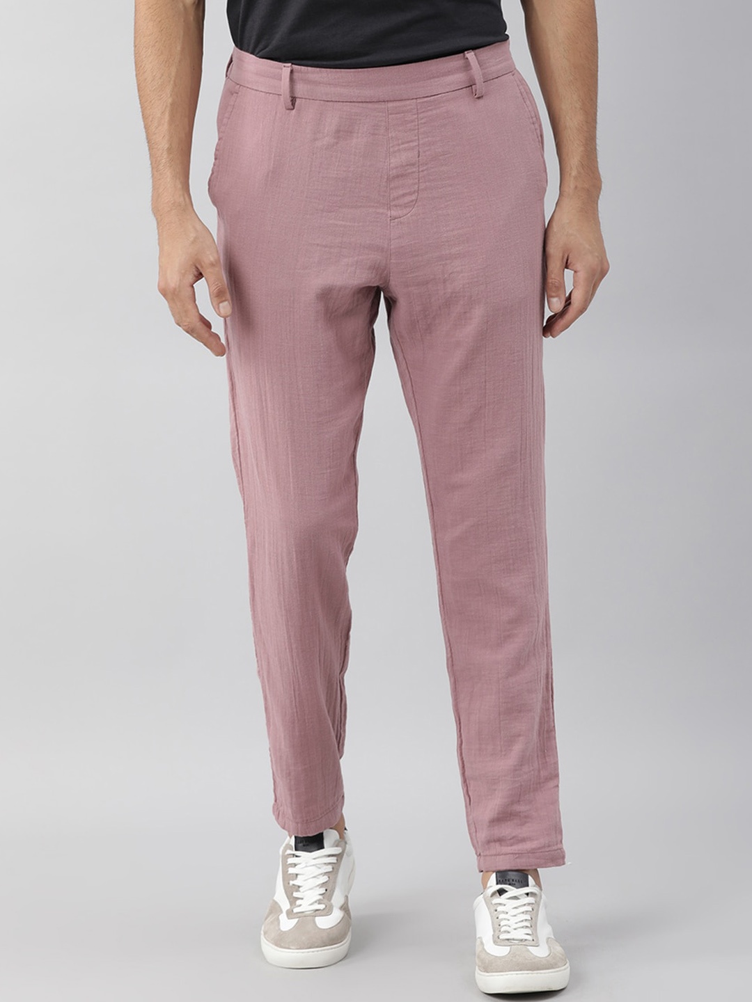 

RARE RABBIT Men Pink Slim Fit Trousers