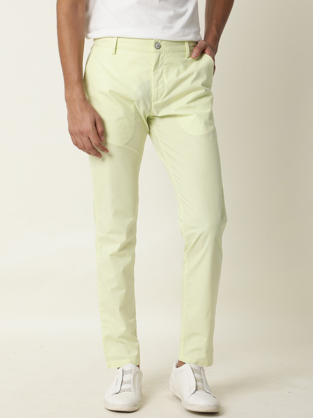 

RARE RABBIT Men Yellow Slim Fit Chinos Trousers