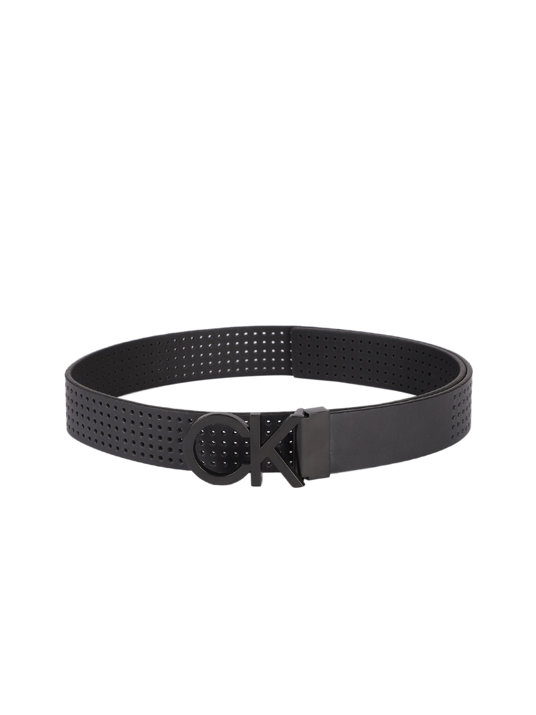 

Calvin Klein Men Black Textured Leather Belt
