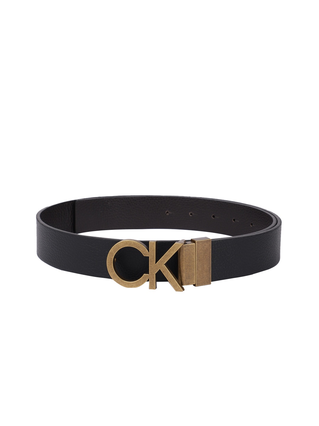 

Calvin Klein Men Black & Brown Solid Leather Reversible Casual Belt