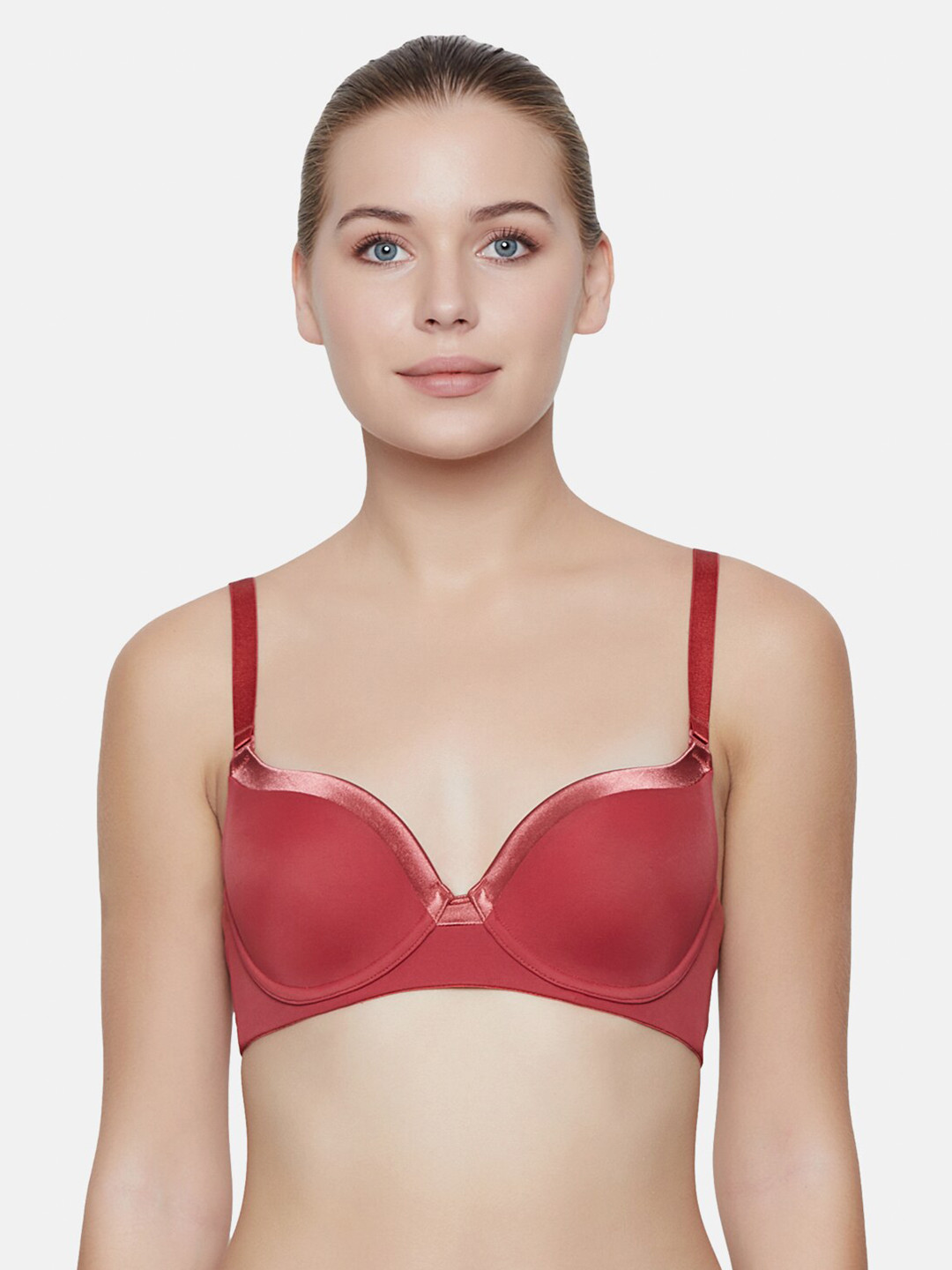 

Triumph Women Padded Wired Soft Fabric Elegant T-shirt Bra, Rust