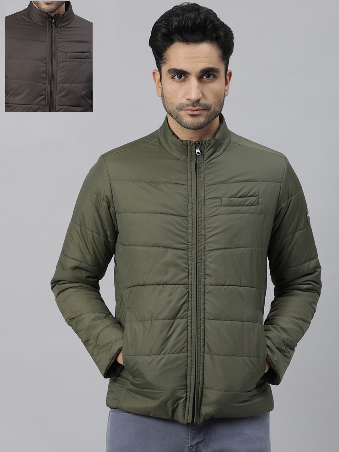 

RARE RABBIT Men Sirex Slim Fit Reversible Puffer Jacket, Olive