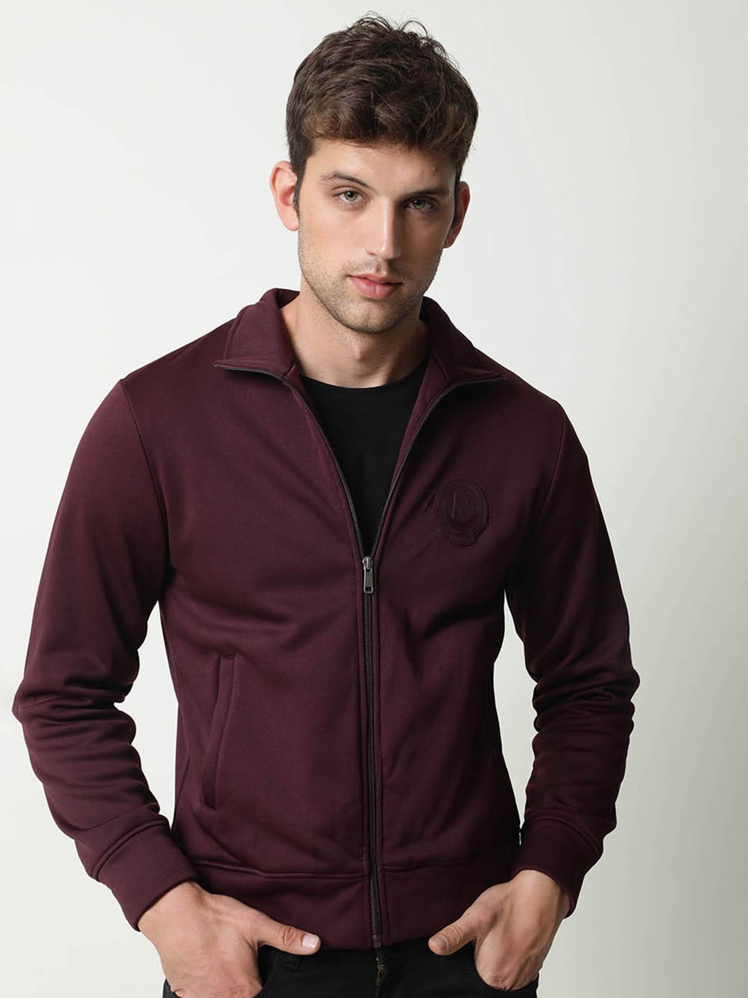 

RARE RABBIT Men Maroon Solid Sporty Jacket