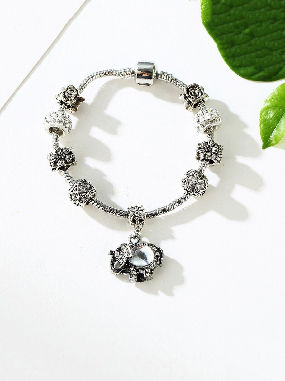 

Yellow Chimes Women Silver-Toned Silver-Plated Charm Bracelet