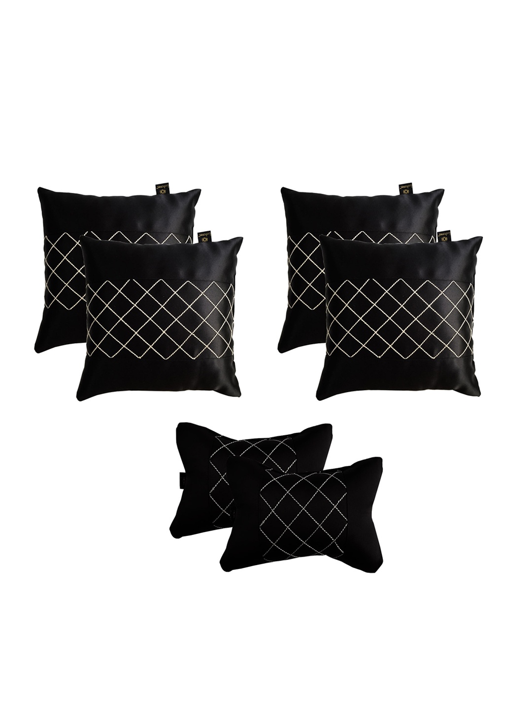 

Lushomes Black Set of 2-Peice Artistic Stich Car Cushion