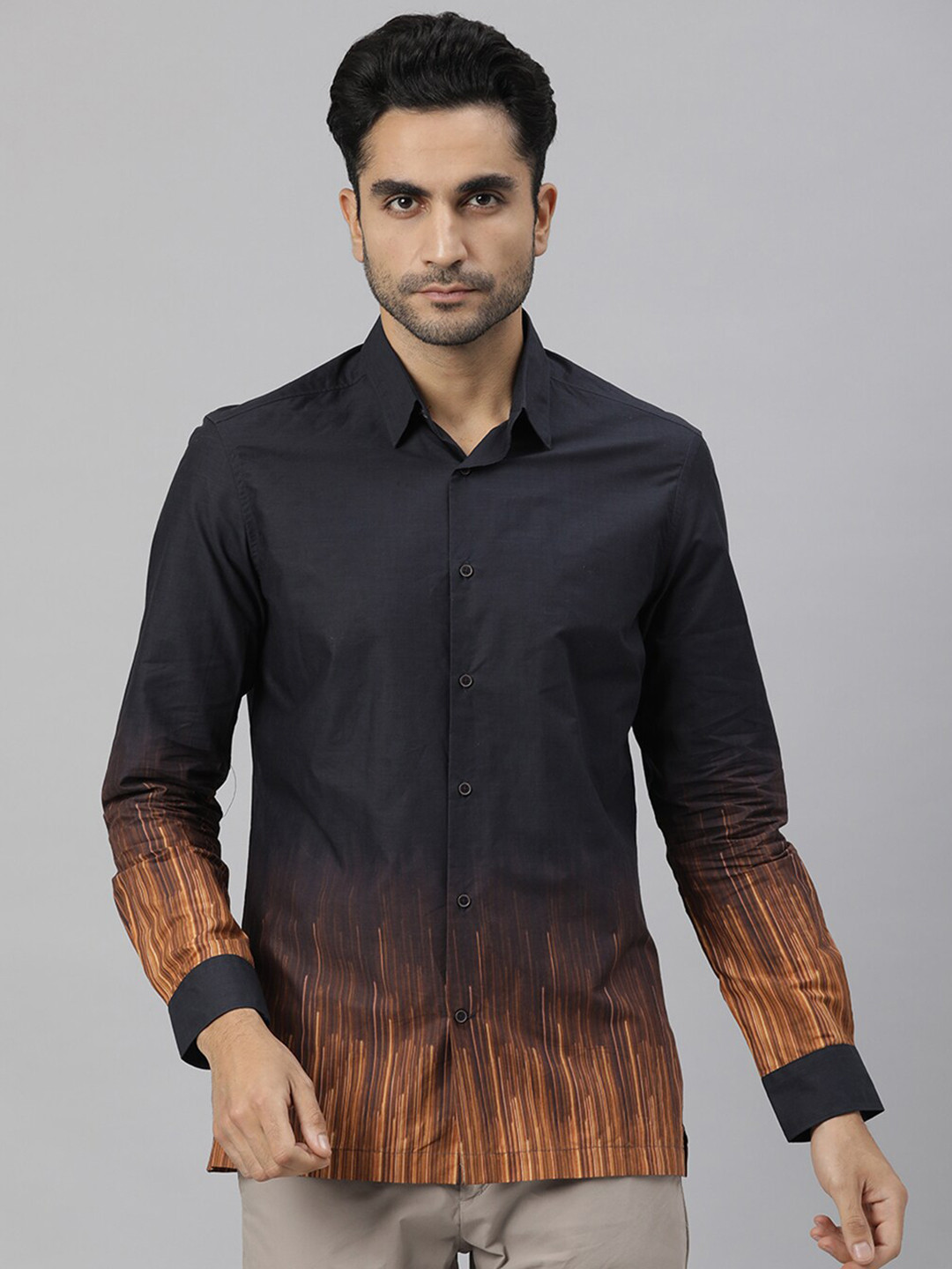 

RARE RABBIT Men Roose Slim Fit Printed Shirt, Navy blue