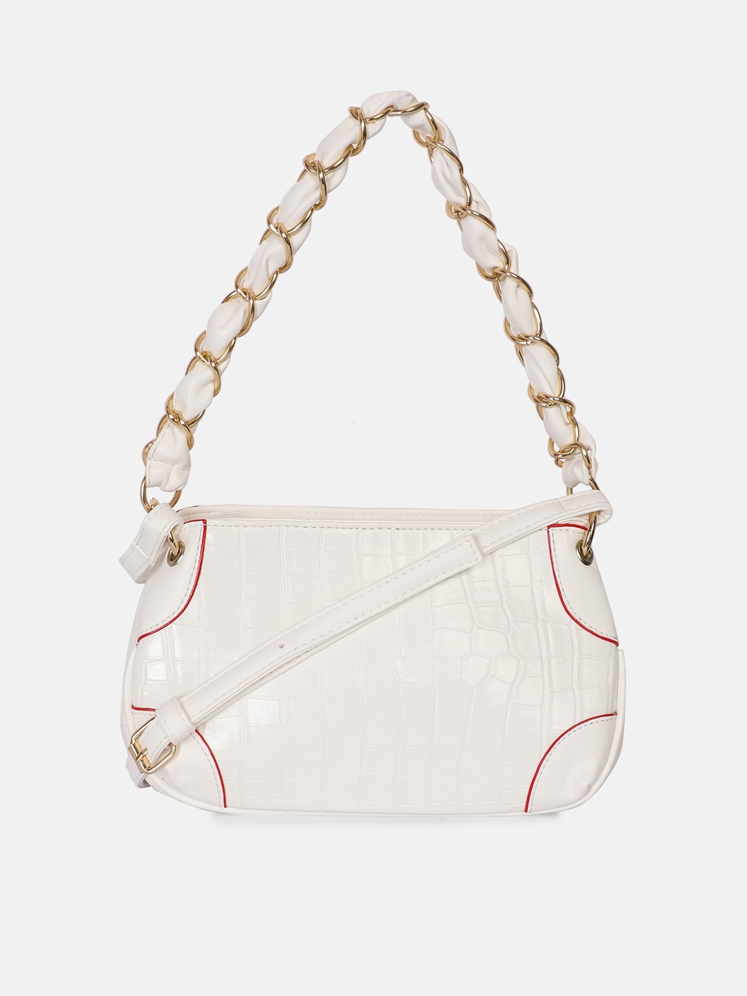 

Bagsy Malone Woman White Textured PU Structured Shoulder Bag