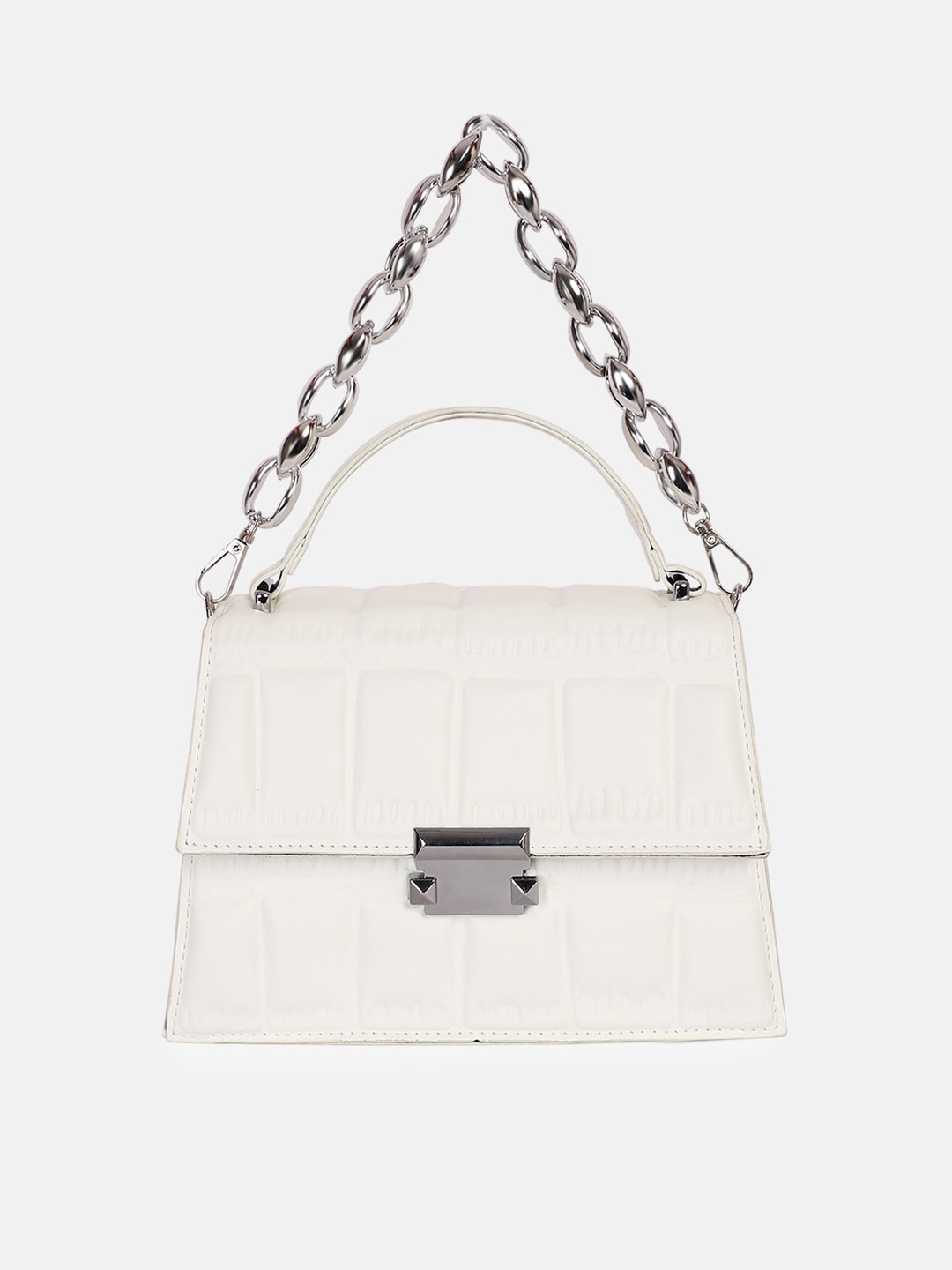 

Bagsy Malone Women White Textured Structured Handheld Bag