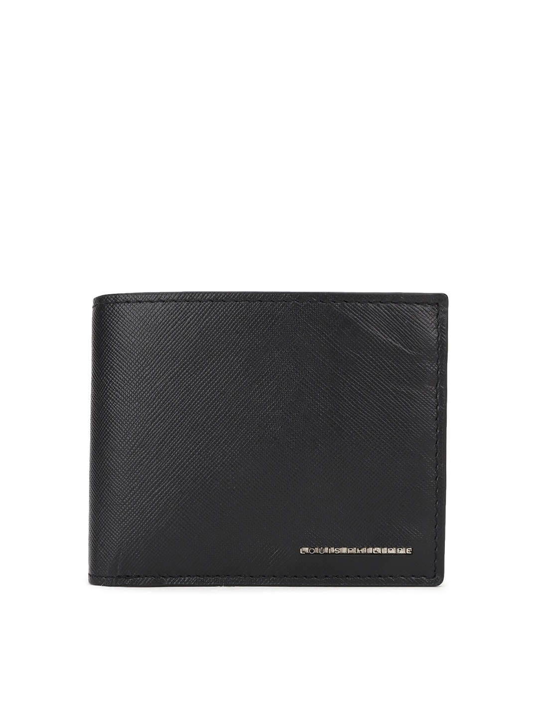 

Louis Philippe Men Black Textured Leather Two Fold Wallet