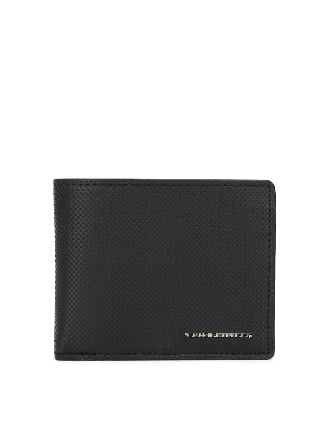 

Louis Philippe Men Black Textured Leather Two Fold Wallet