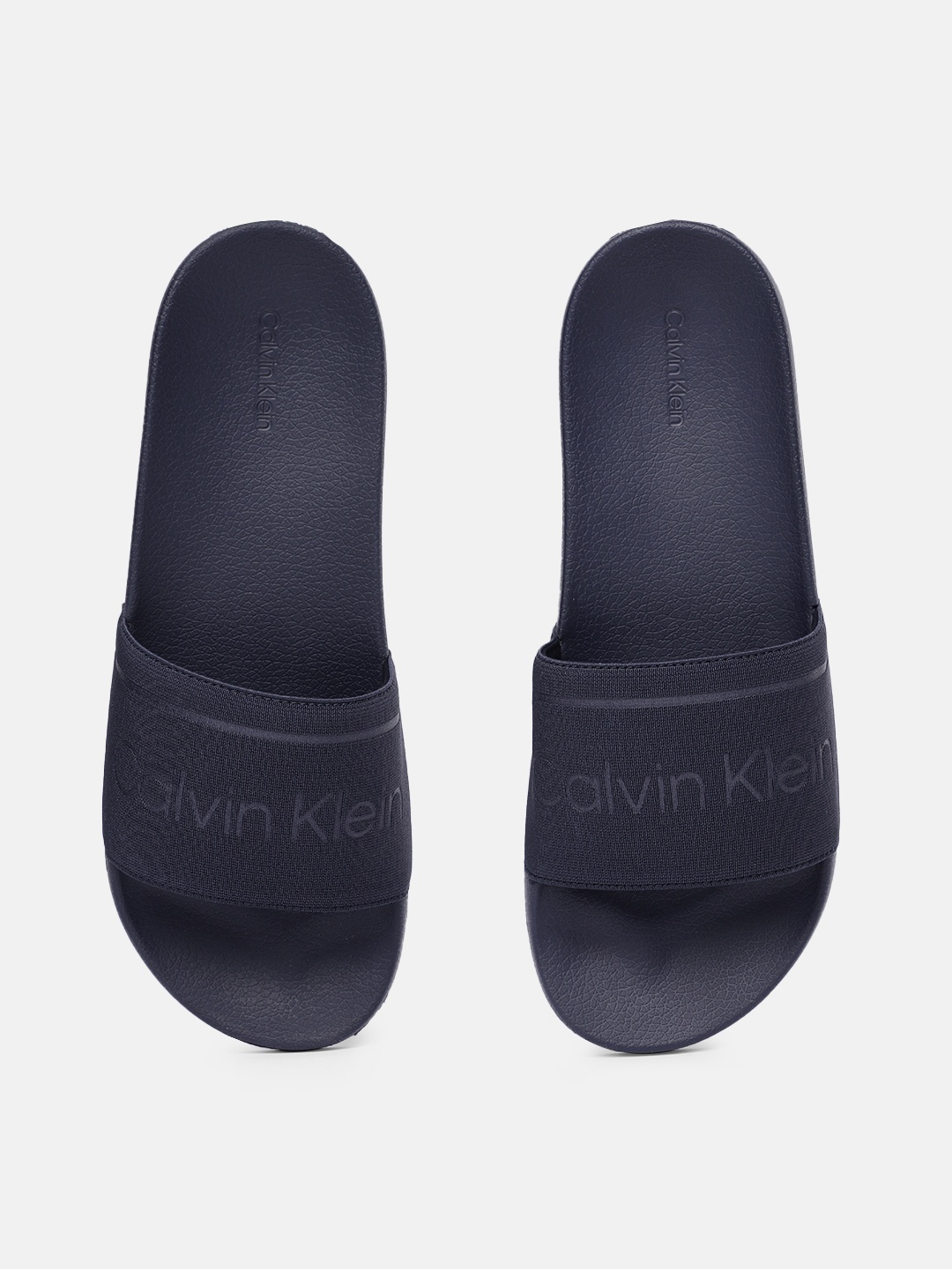 

Calvin Klein Men Navy Blue Printed Sliders