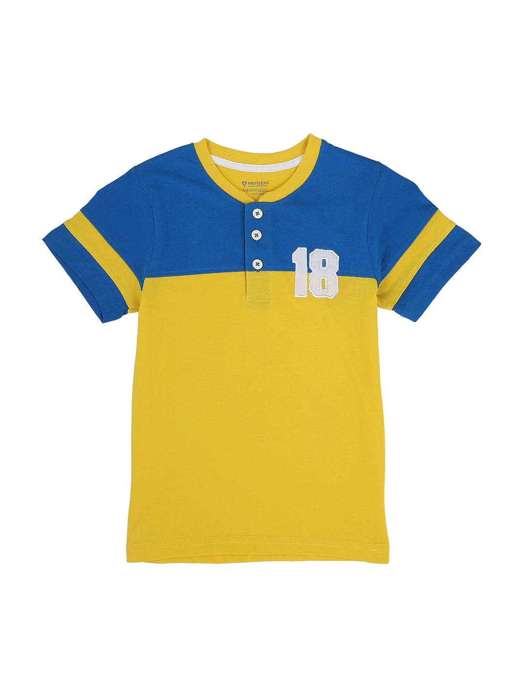 

PROTEENS Boys Yellow & Blue Colourblocked T-shirt