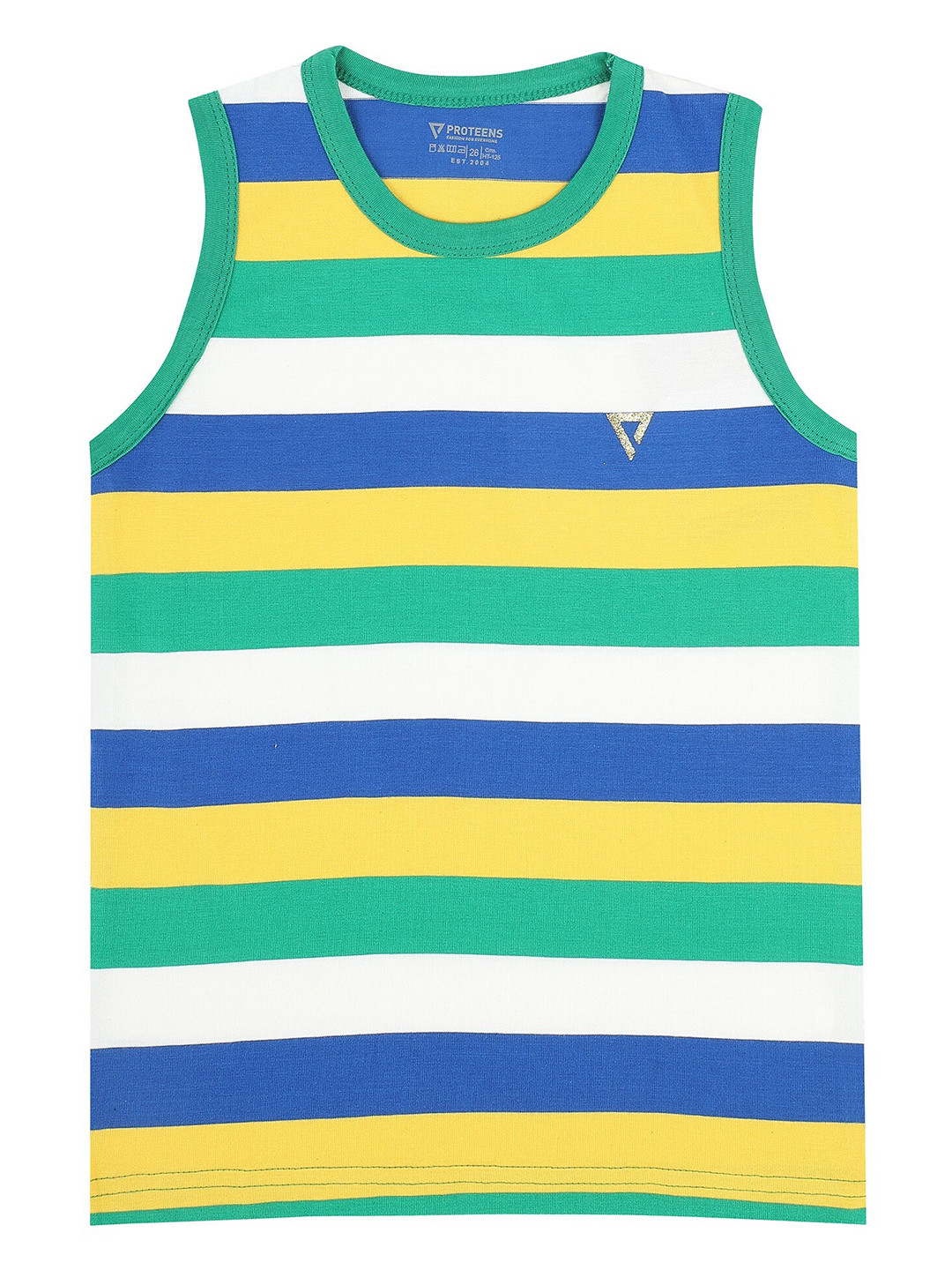 

PROTEENS Boys Multicoloured Striped V-Neck Cut Outs T-shirt, Multi
