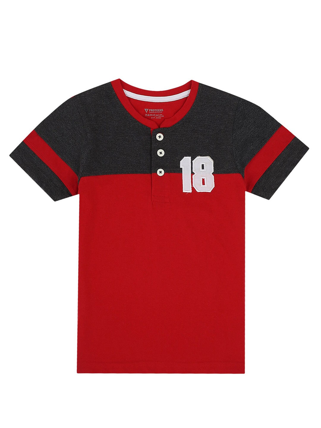 

PROTEENS Boys Red & Black Colourblocked T-shirt