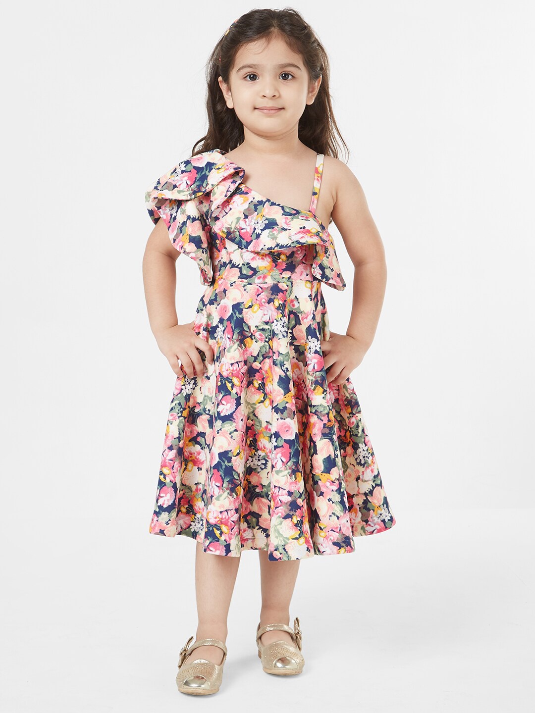 

TIC TAC TOE Girls Multicoloured Floral Fit & Flare Dress, Multi