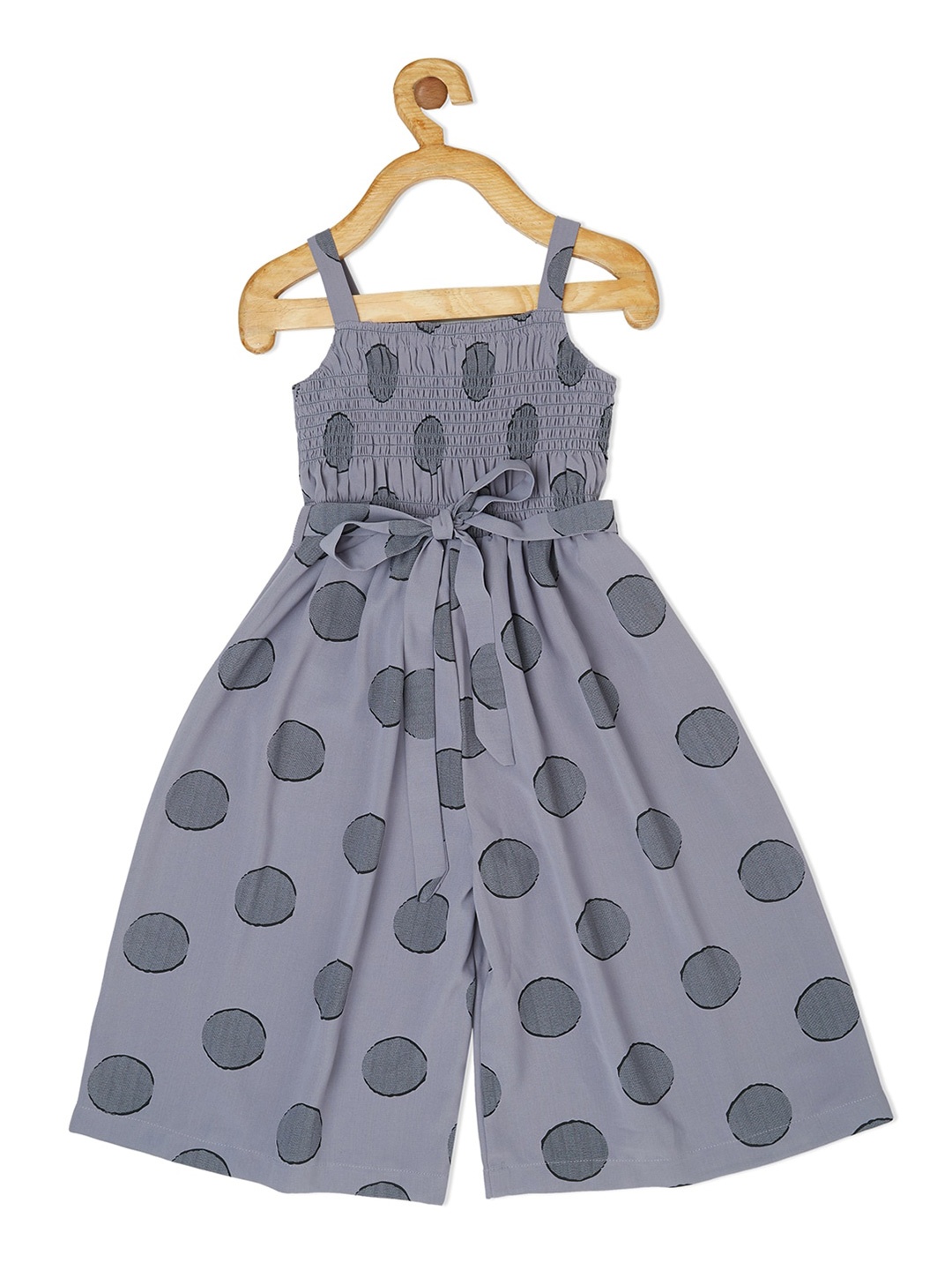

TIC TAC TOE Girls Grey & Black Printed Culotte Jumpsuit