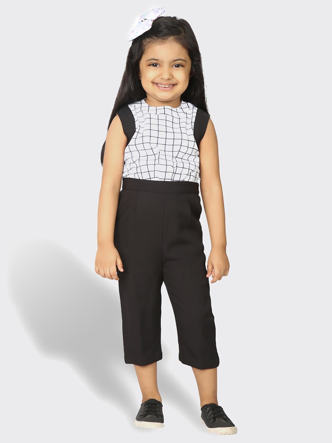 

TIC TAC TOE Girls Black & White Checked Culotte Jumpsuit