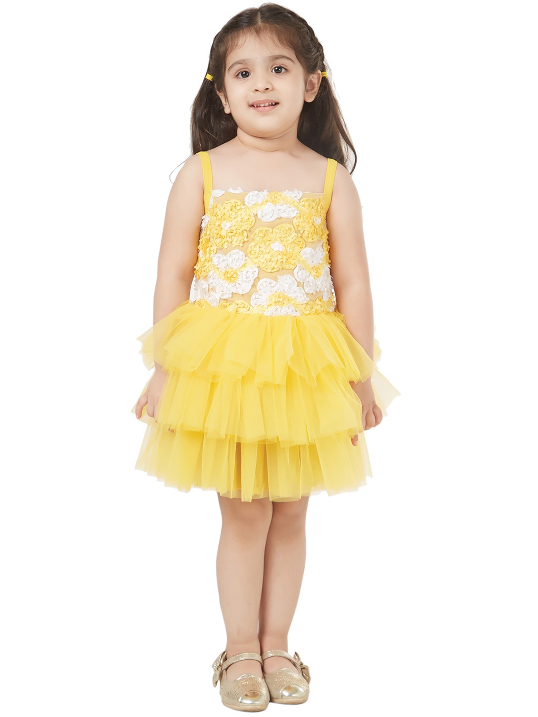 

TIC TAC TOE Girls Yellow Floral Fit & Flare Dress