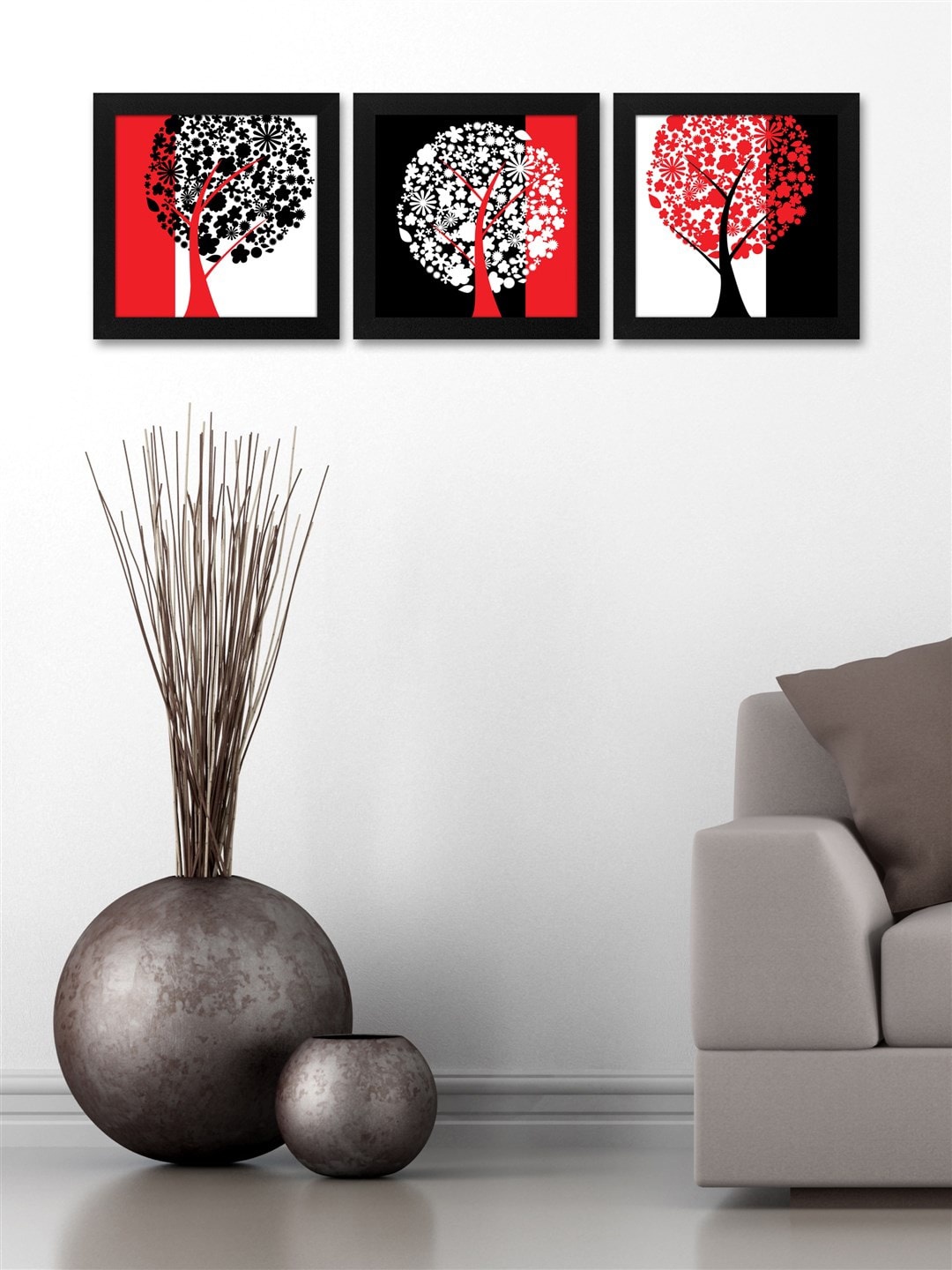 

Story@home Set Of 3 Printed Wall Art Paintings, Red