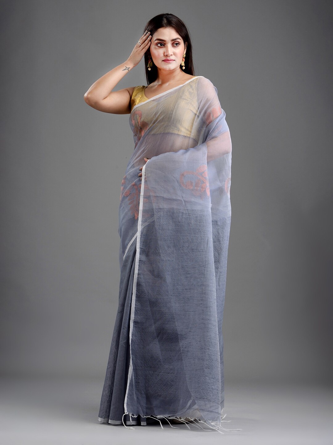 

Mitera Women Grey Woven Design Art Silk Saree