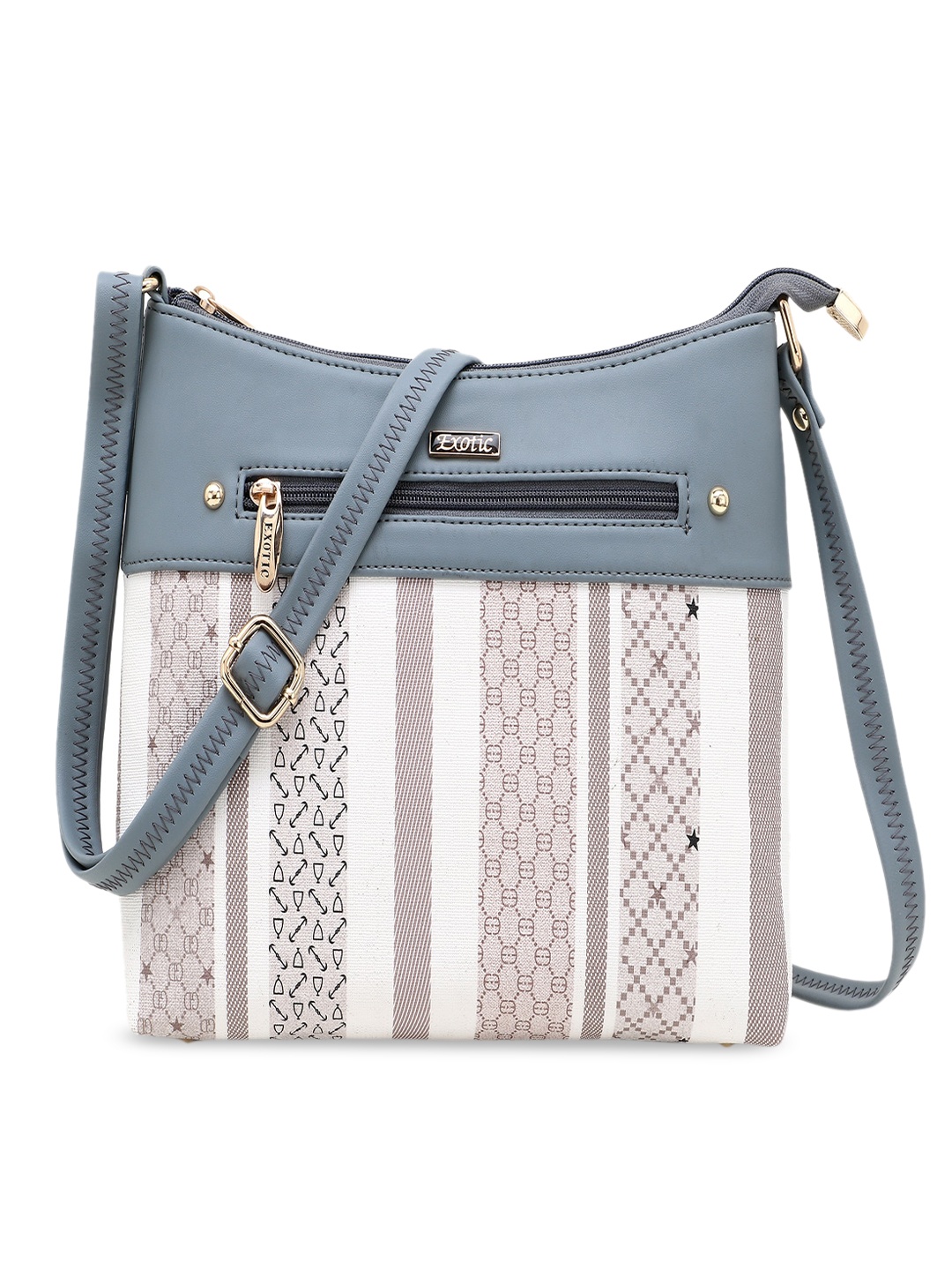 

Exotic Grey Striped PU Structured Sling Bag