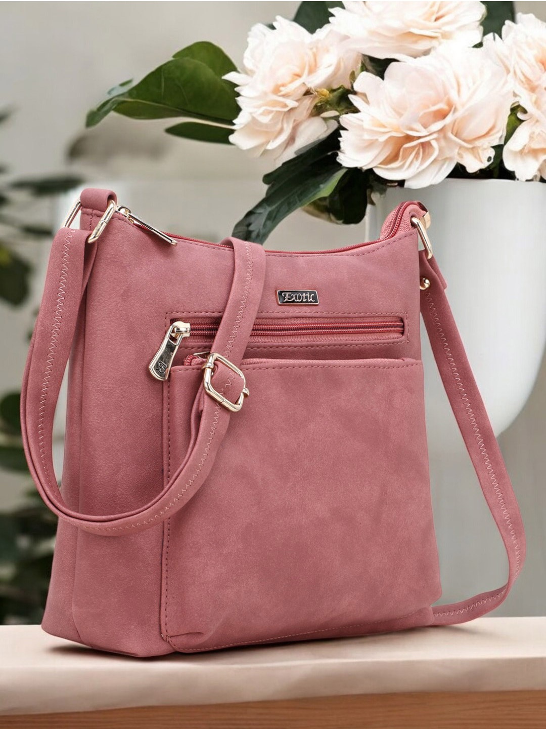 

Exotic Pink PU Structured Sling Bag