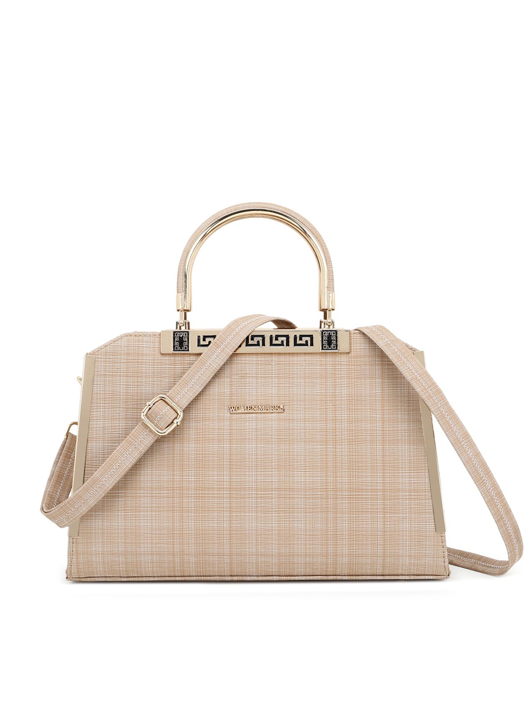 

WOMEN MARKS Cream-Coloured PU Structured Handheld Bag