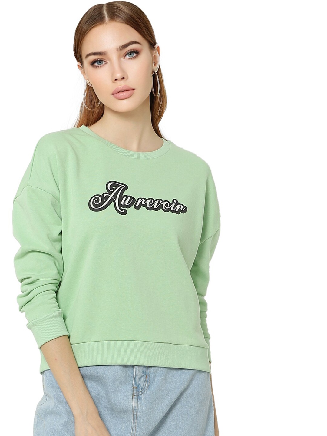 

ONLY Women Green Printed Sweatshirt