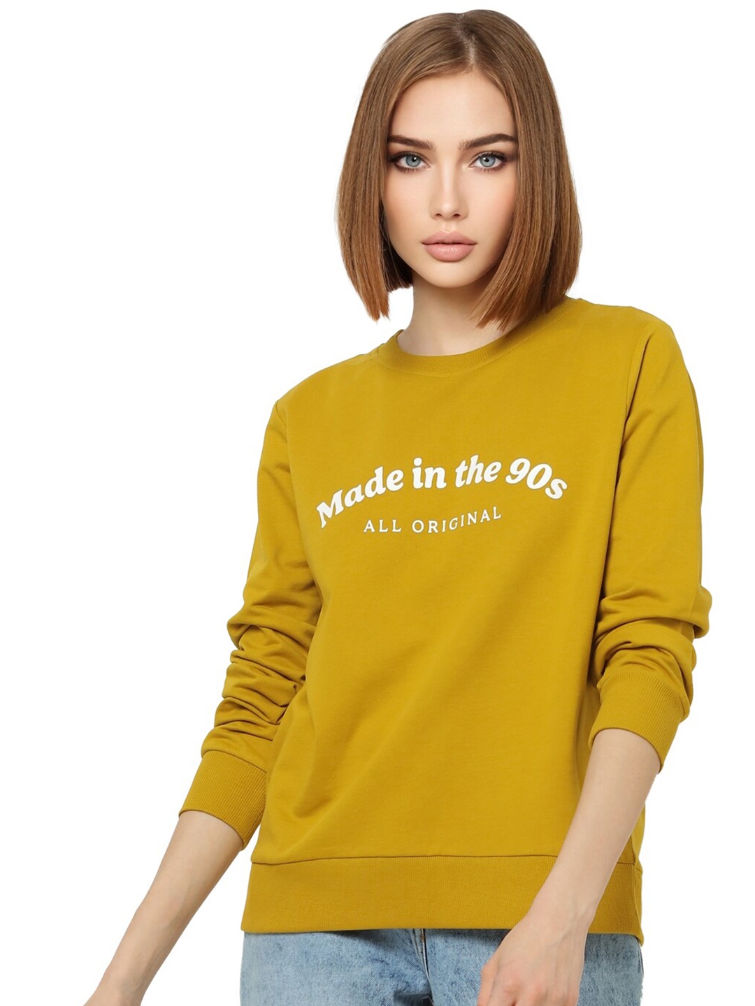 

ONLY Women Olive Green Printed Cotton Sweatshirt
