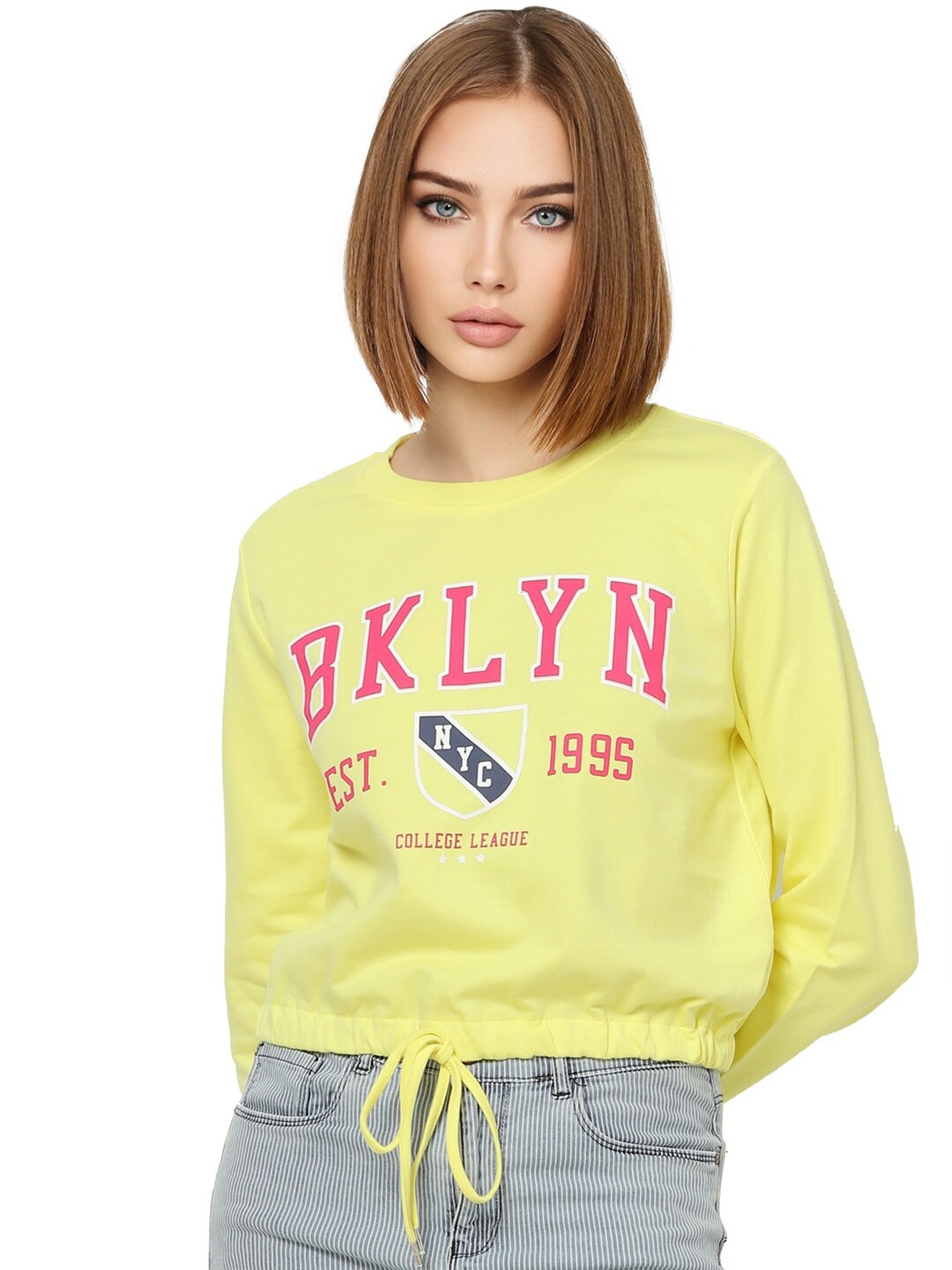 

ONLY Women Yellow & Pink Printed Sweatshirt