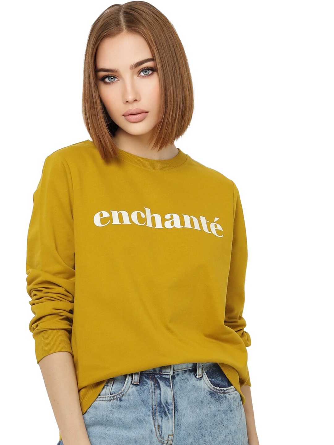 

ONLY Women Olive Green Printed Cotton Sweatshirt
