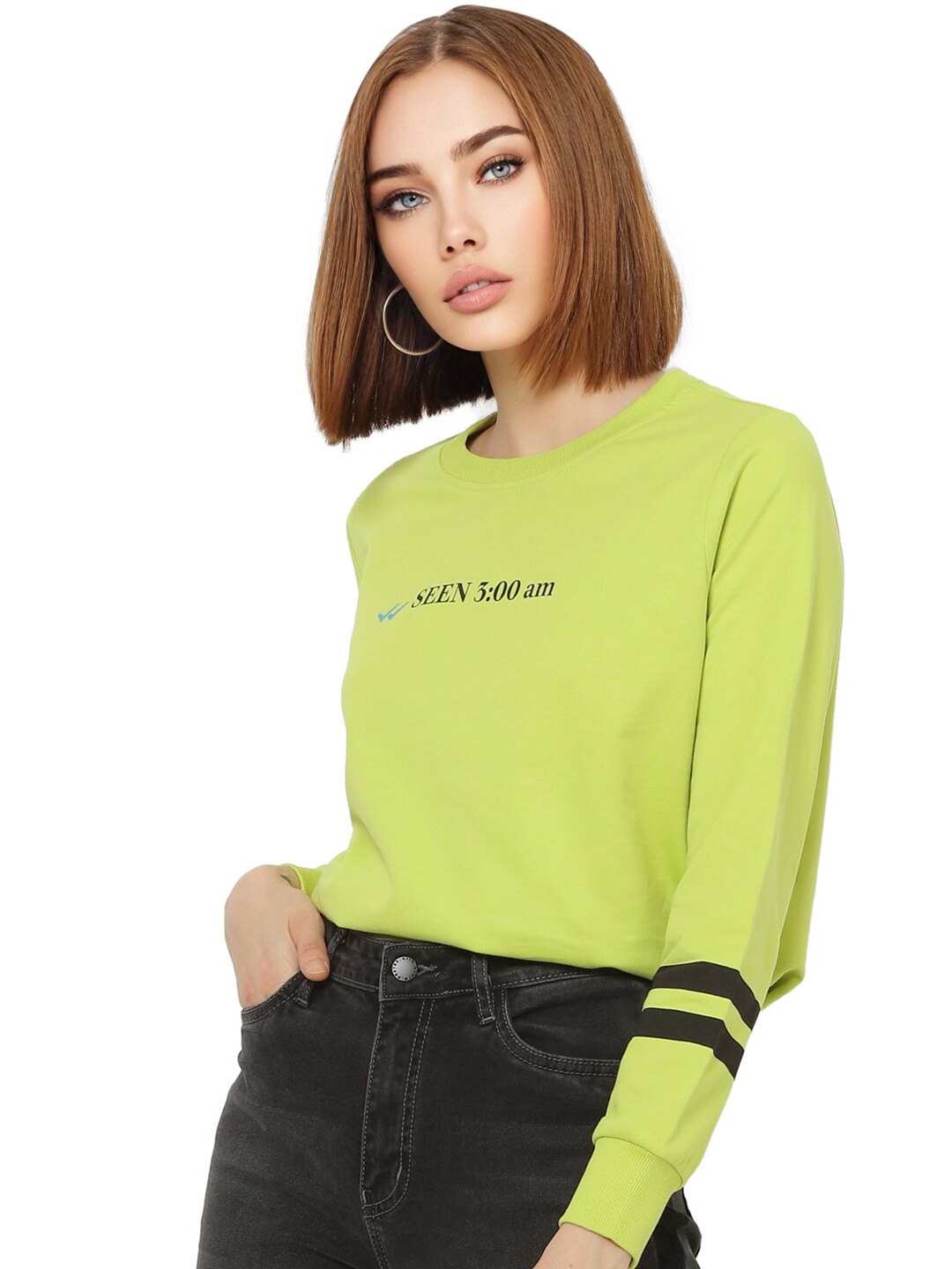 

ONLY Women Green Printed Sweatshirt