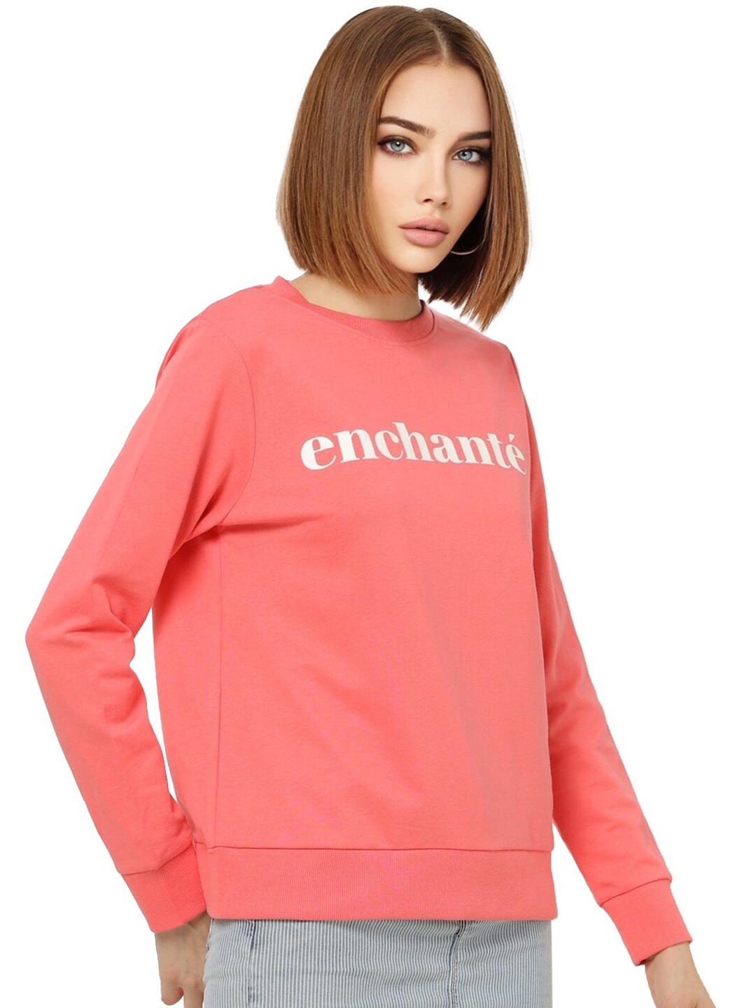 

ONLY Women Pink Printed Cotton Sweatshirt
