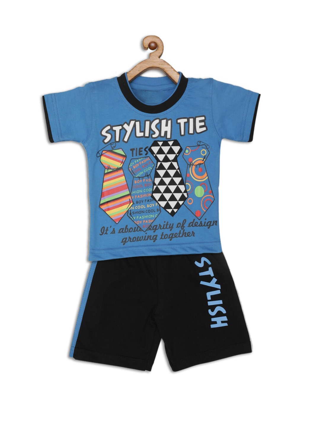 

JBN Creation Boys Blue & Black Printed T-shirt with Shorts
