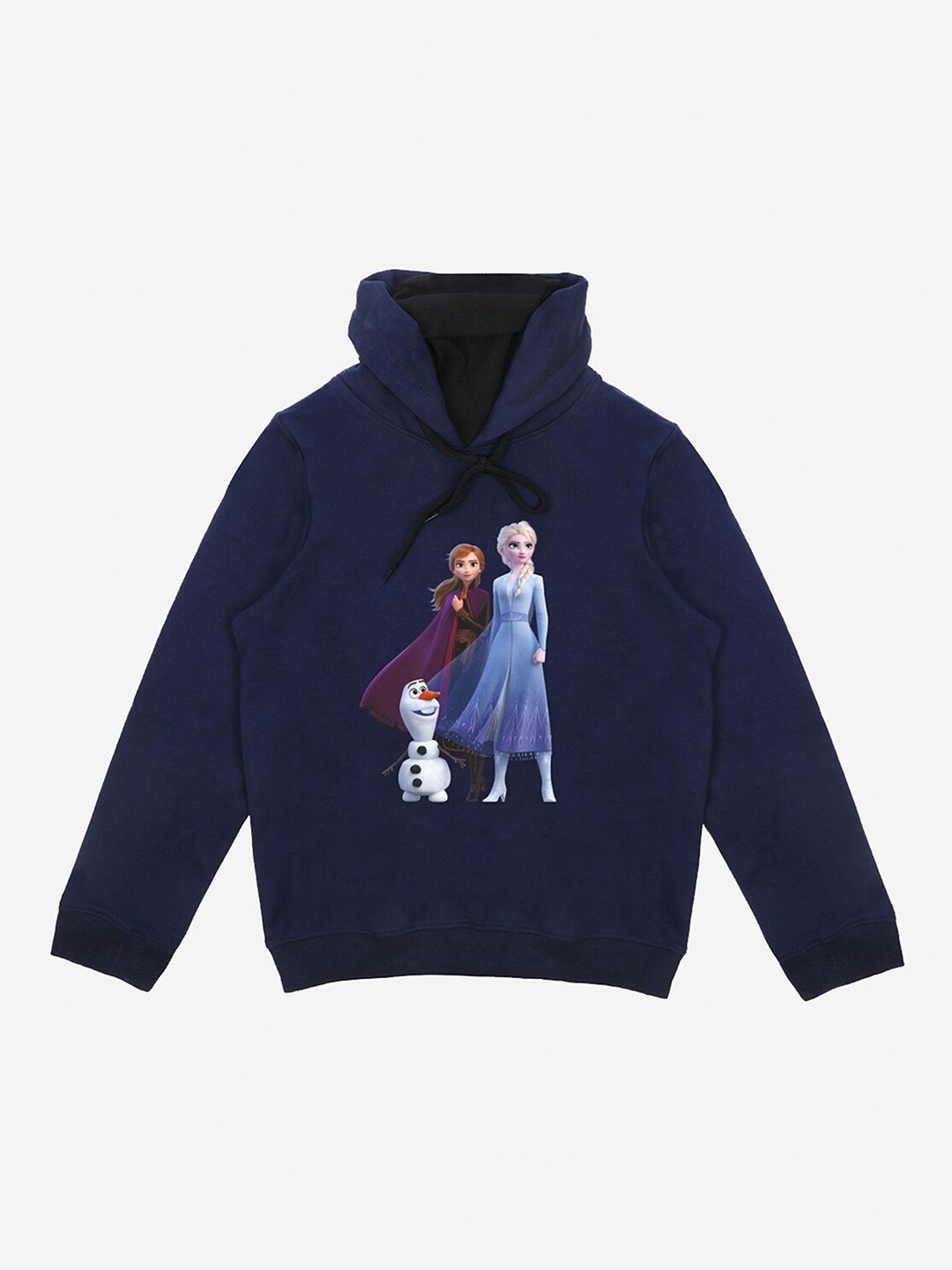 

YK Disney Girls Navy Blue Frozen Printed Hooded Sweatshirt