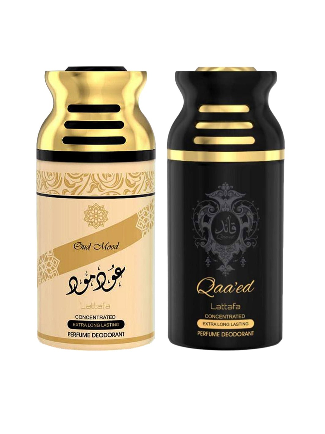 

Lattafa Set of 2 Oud Mood & Qaeed Perfumed Deodorant BodySpray, Brown