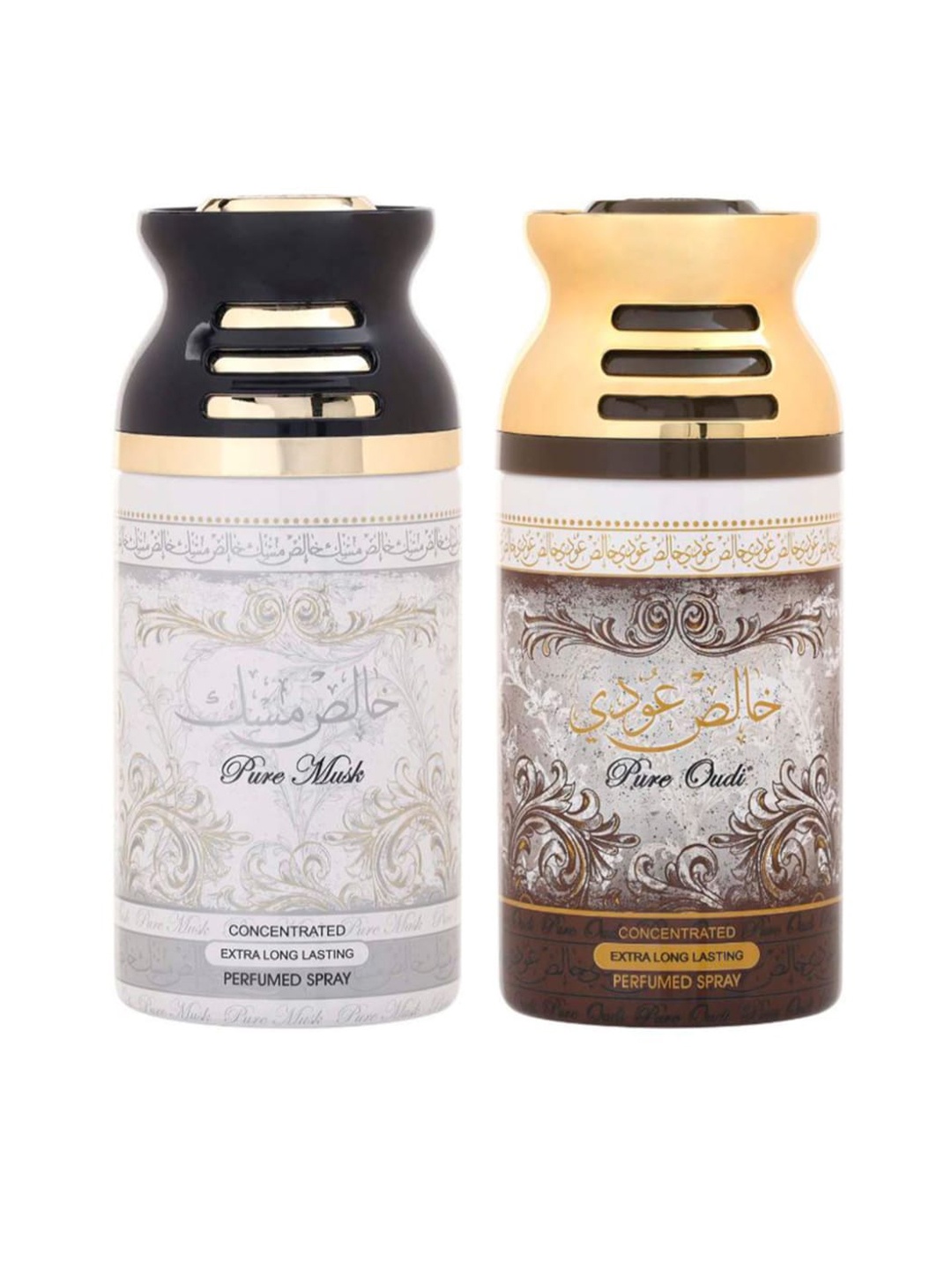 

Lattafa Set Of 2 Pure Musk & Pure Oudi Perfumed Deodorant Body Spray, White