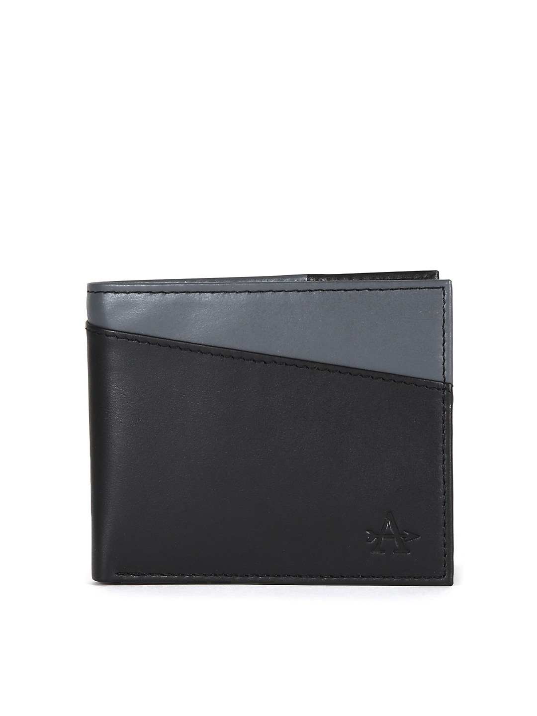 

Arrow Men Black & Grey Leather Two Fold Wallet