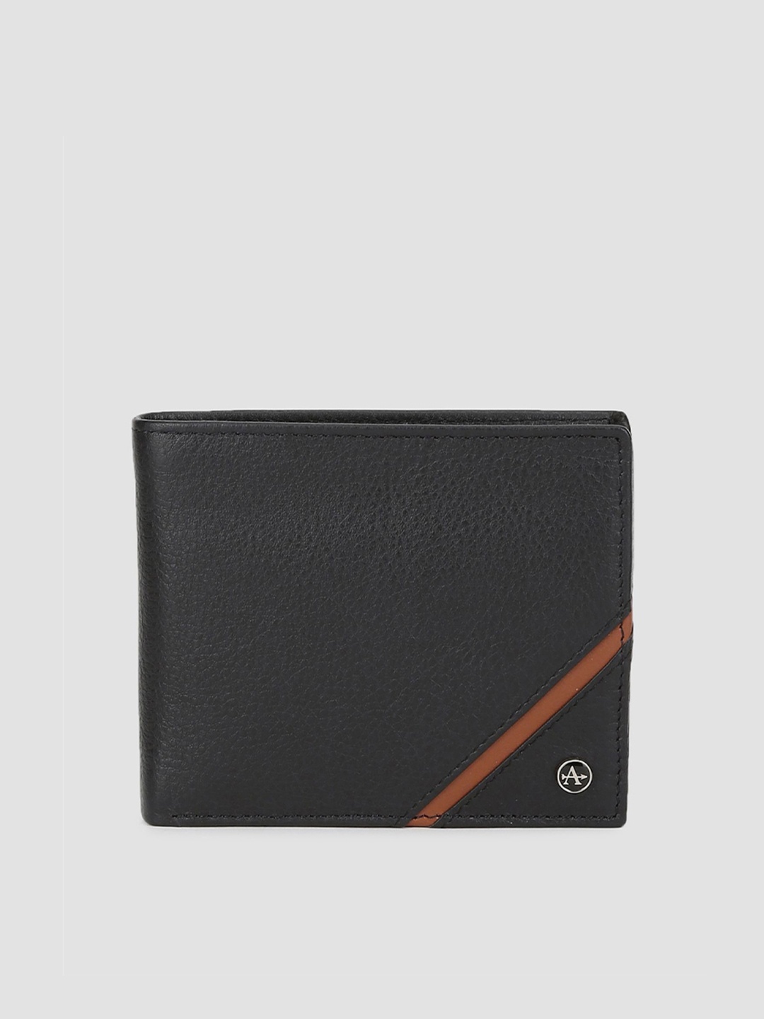 

Arrow Men Textured Leather Two Fold Wallet, Black