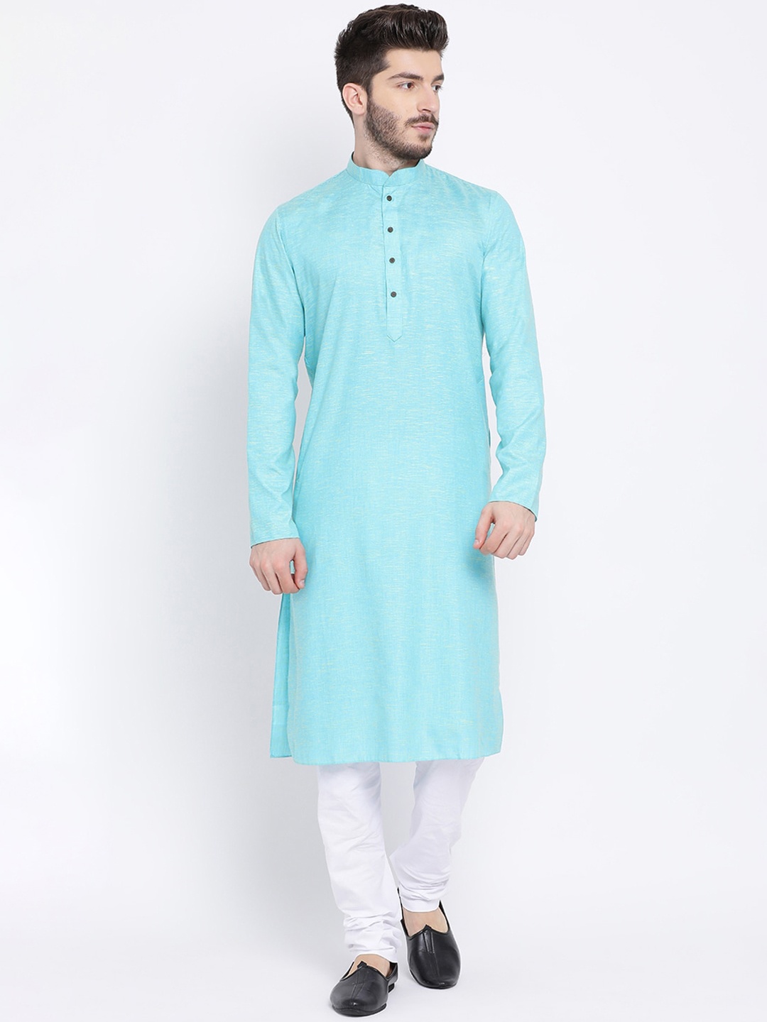 

NAMASKAR Men Blue Cotton Solid Kurta
